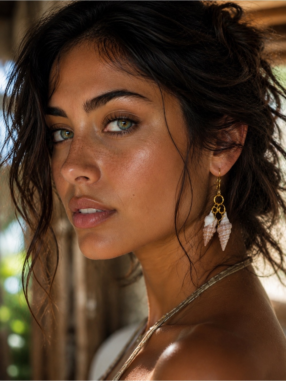 Handmade Cerith Shell Cluster Dangle Gold Earrings | The Saltwater Siren